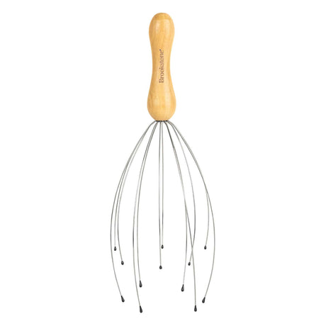 Brookstone Handheld Scalp Massager, Wood