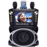 Karaoke USA DVD/CDG/MP3G 35-Watt Karaoke Machine with 7-In. Color Screen, Bluetooth, Record Function, 2 Microphones, and Remote