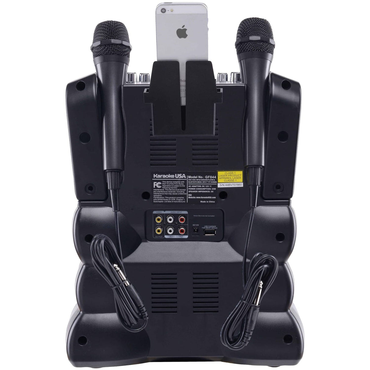 Karaoke USA DVD/CDG/MP3G 35-Watt Karaoke Machine with 7-In. Color Screen, Bluetooth, Record Function, 2 Microphones, and Remote