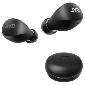 JVC Gumy mini TWS Bluetooth In-Ear Earbuds with Mics, On-Ear Controls, Charging Case, up to 23 Hours Play Time, 3 Sound Modes, IPX4, HA-A6T, Black