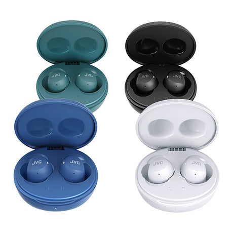 JVC Gumy mini TWS Bluetooth In-Ear Earbuds with Mics, On-Ear Controls, Charging Case, up to 23 Hours Play Time, 3 Sound Modes, IPX4, HA-A6T, Teal