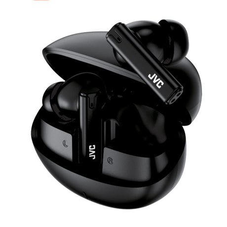 JVC TWS Bluetooth In-Ear Ultra-Compact Earbuds with Mic with Charging Case, up to 28 Hours Play Time, HA-D6T, Black