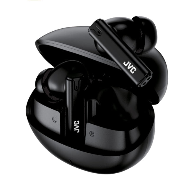 JVC TWS Bluetooth In-Ear Ultra-Compact Earbuds with Mic with Charging Case, up to 28 Hours Play Time, HA-D6T, Black
