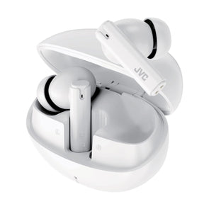 JVC TWS Bluetooth In-Ear Ultra-Compact Earbuds with Mic with Charging Case, up to 28 Hours Play Time, HA-D6T, White