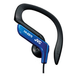 JVC Wired In-Ear Sport Earbuds with Adjustable Earclip Loops and 3.5-mm Connector, IPX2 Splashproof, HA-EB75, Blue