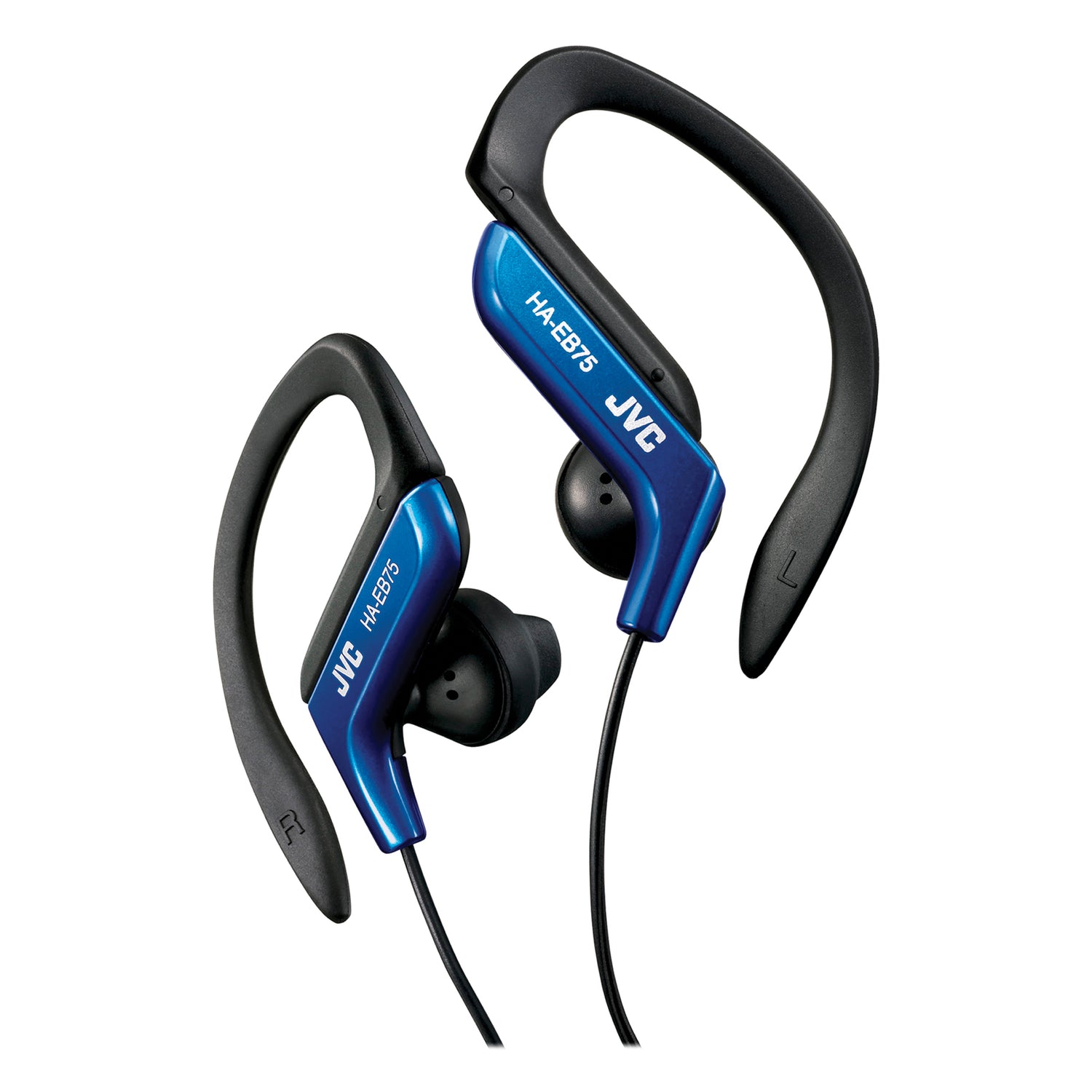JVC Wired In-Ear Sport Earbuds with Adjustable Earclip Loops and 3.5-mm Connector, IPX2 Splashproof, HA-EB75, Blue