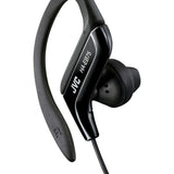JVC Wired In-Ear Sport Earbuds with Adjustable Earclip Loops and 3.5-mm Connector, IPX2 Splashproof, HA-EB75, Black