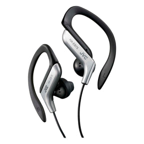 JVC Wired In-Ear Sport Earbuds with Adjustable Earclip Loops and 3.5-mm Connector, IPX2 Splashproof, HA-EB75, Silver