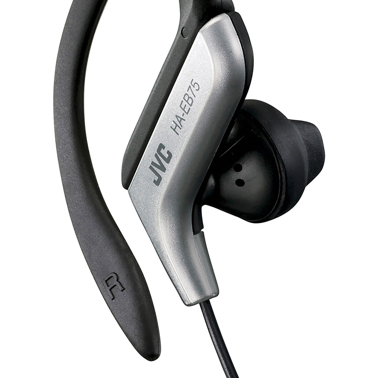 JVC Wired In-Ear Sport Earbuds with Adjustable Earclip Loops and 3.5-mm Connector, IPX2 Splashproof, HA-EB75, Silver