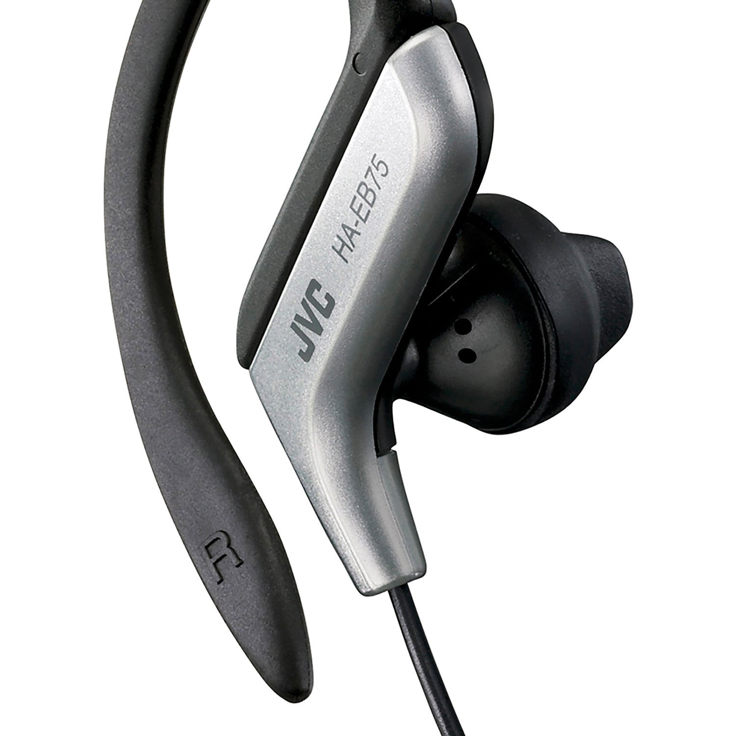 JVC Wired In-Ear Sport Earbuds with Adjustable Earclip Loops and 3.5-mm Connector, IPX2 Splashproof, HA-EB75, Silver