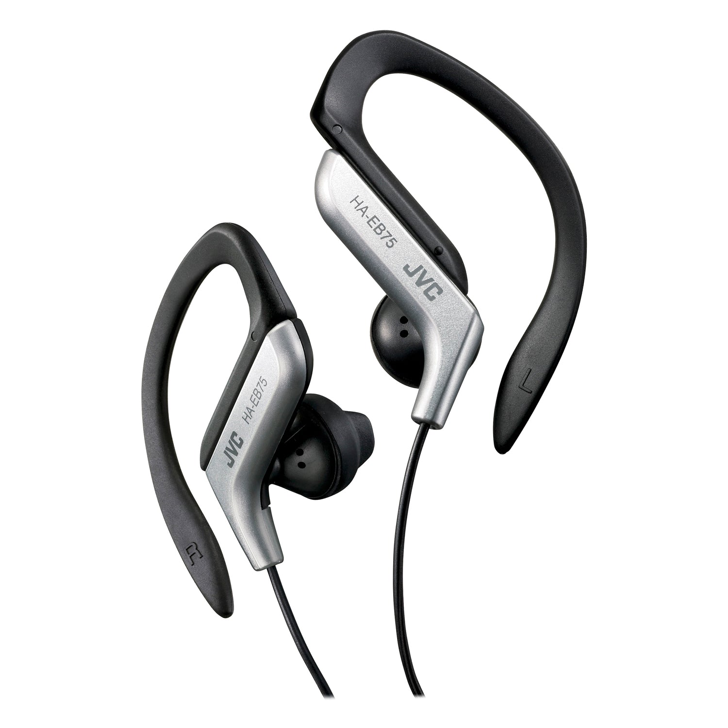 JVC Wired In-Ear Sport Earbuds with Adjustable Earclip Loops and 3.5-mm Connector, IPX2 Splashproof, HA-EB75, Silver