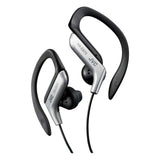 JVC Wired In-Ear Sport Earbuds with Adjustable Earclip Loops and 3.5-mm Connector, IPX2 Splashproof, HA-EB75, Silver
