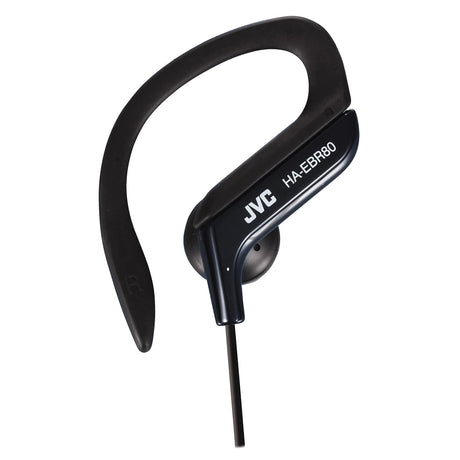 JVC Wired In-Ear Sport Earbuds with In-Line Mic/Remote, Adjustable Earclip Loops, and 3.5-mm Connector, HA-EBR80, Black