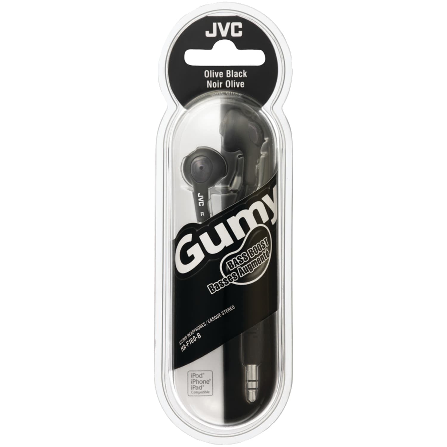 JVC Gumy Wired Earbuds In-Ear Headphones with In-Line Mic/Remote and 3.5-mm Connector, HA-F160, Black