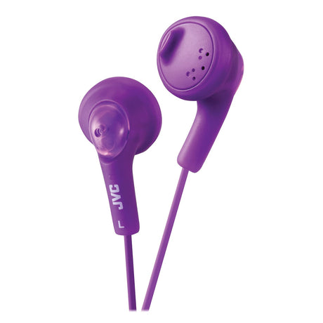 JVC Gumy Wired Earbuds In-Ear Headphones with In-Line Mic/Remote and 3.5-mm Connector, HA-F160, Purple