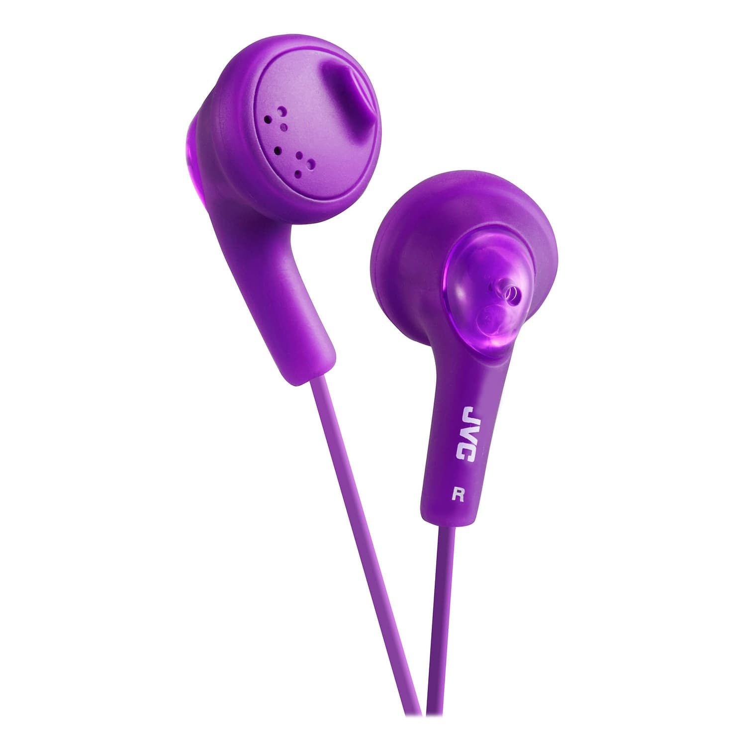 JVC Gumy Wired Earbuds In-Ear Headphones with In-Line Mic/Remote and 3.5-mm Connector, HA-F160, Purple