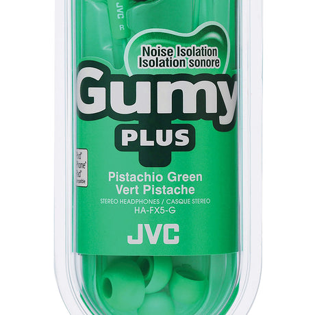 JVC Gumy Plus Wired Inner-Ear Earbuds with 3.5-mm Connector, HA-FX5, Green