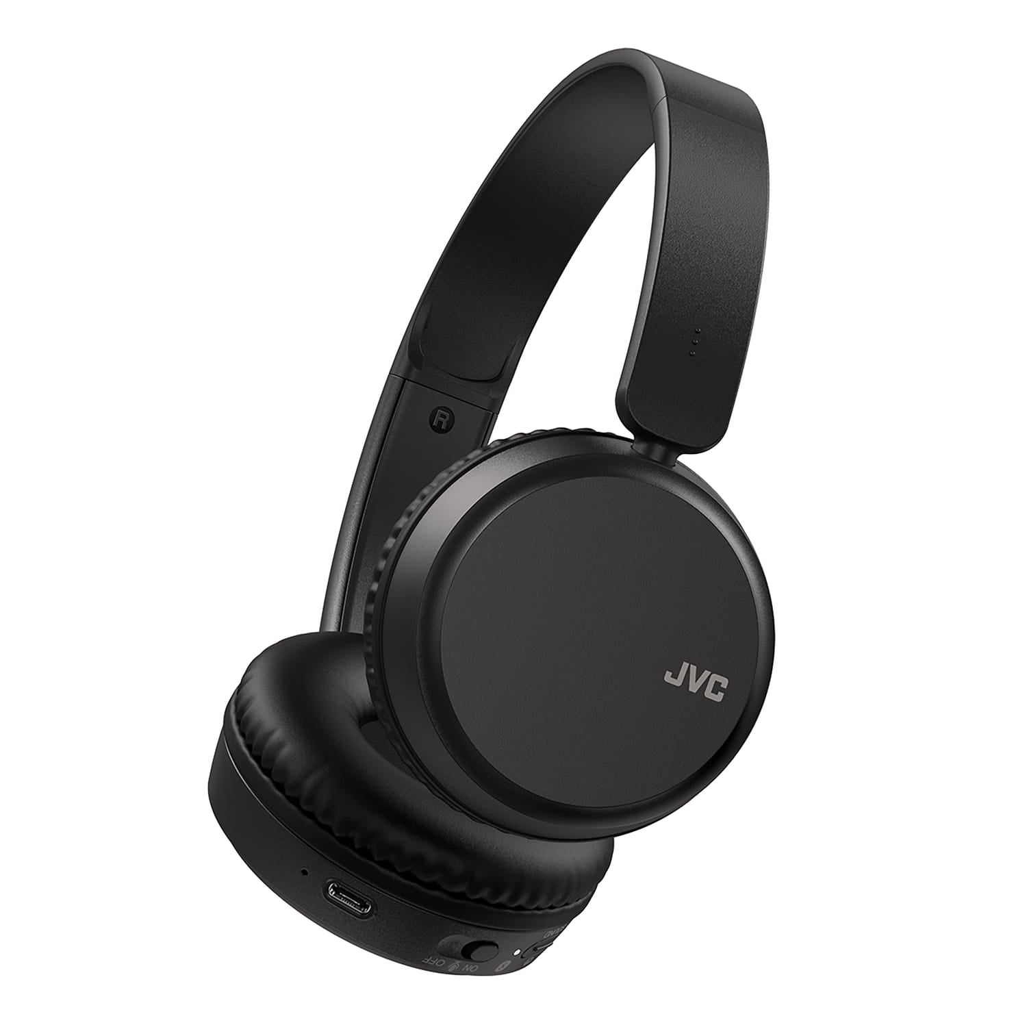 JVC Bluetooth Folding On-Ear Headphones with Mic, Deep Bass, up to 35 Hours Play Time, HA-S36W, Black