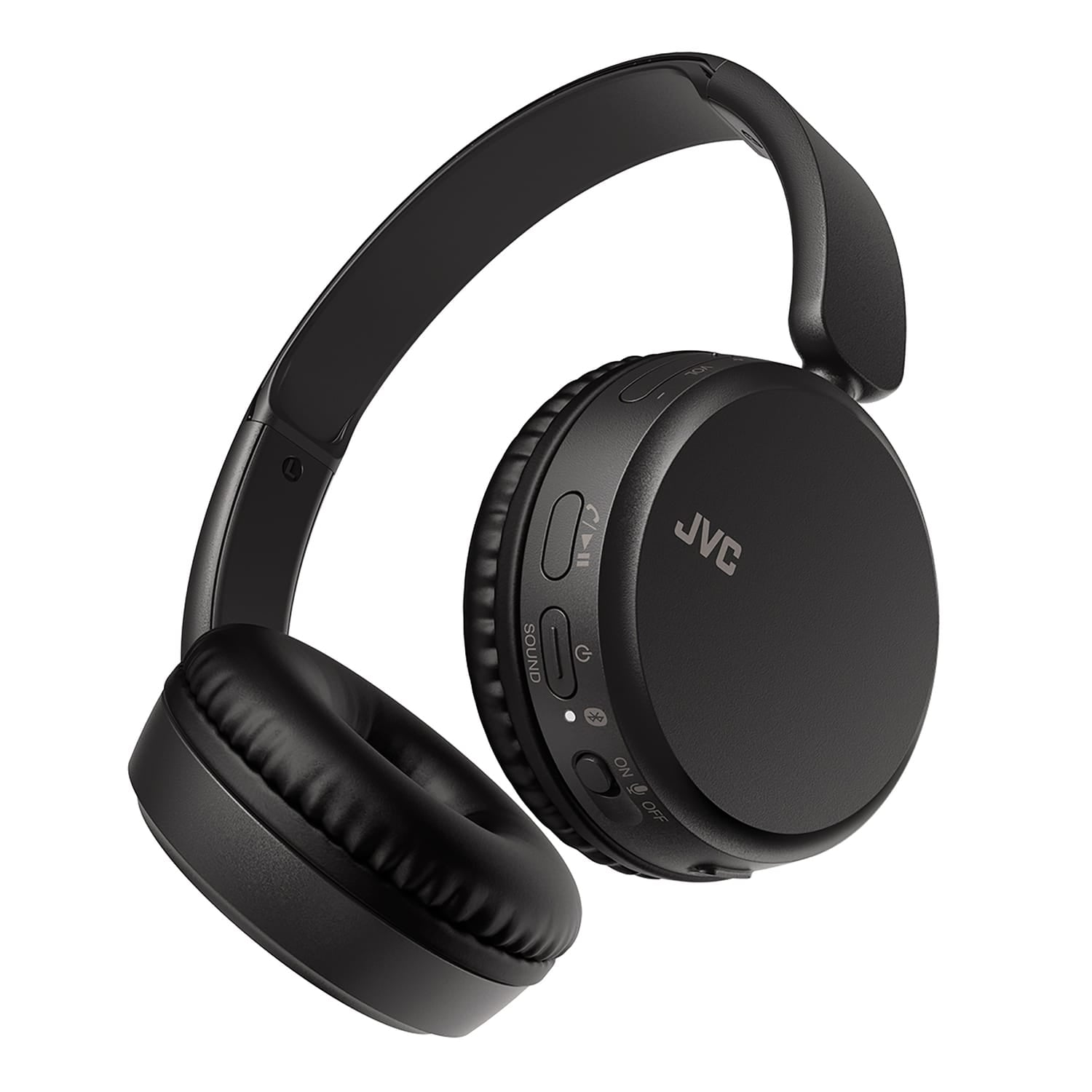 JVC Bluetooth Folding On-Ear Headphones with Mic, Deep Bass, up to 35 Hours Play Time, HA-S36W, Black