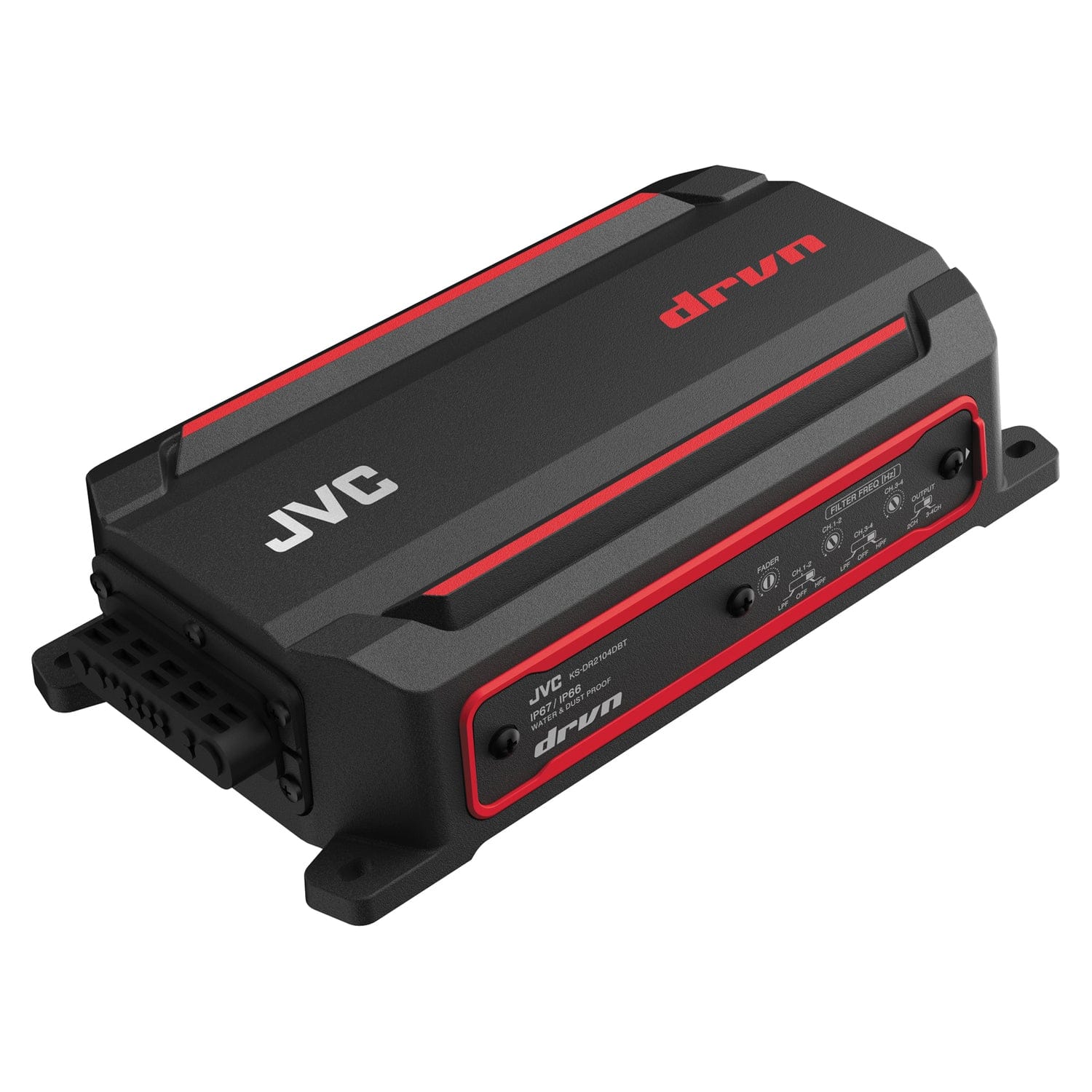 JVC drvn DR Series 600-Watt-Max 4-Channel Compact Bluetooth Amp with Remote, 12-Volt for Marine/Powersports