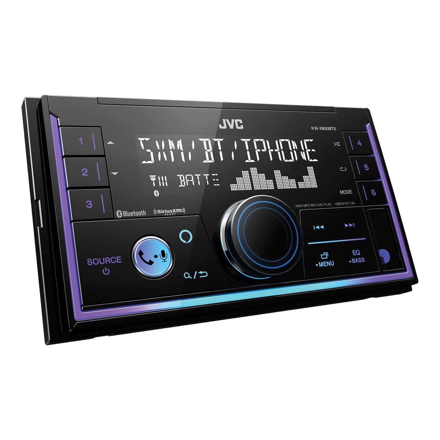 JVC KW-X850BTS Car In-Dash Unit, Double-DIN Digital Receiver with Alexa Built-in and SiriusXM Ready