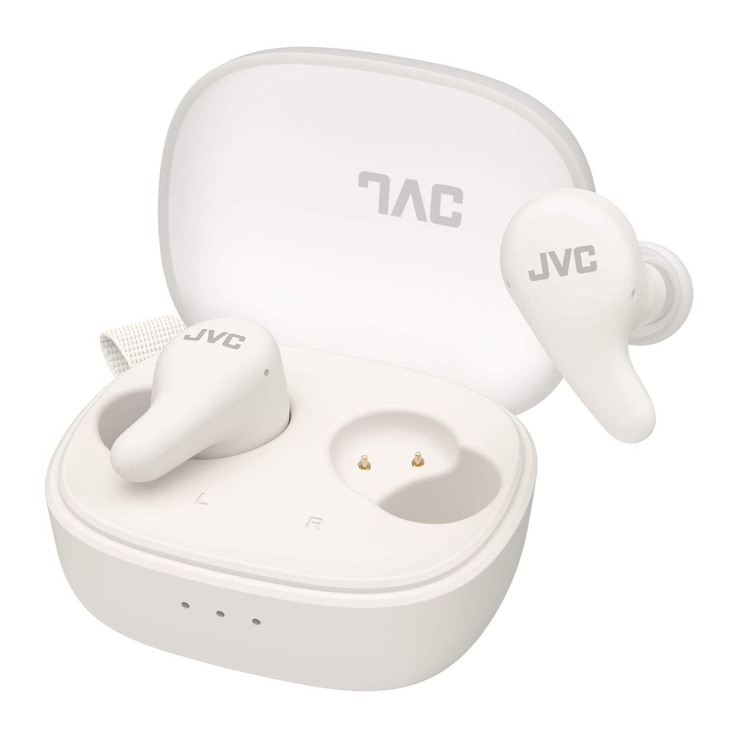 JVC Gumy Premium TWS Bluetooth Earbuds with Mic and Charging Case, ANC, up to 26 Hours Play Time, IPX4 Waterproof, HAA23T, White