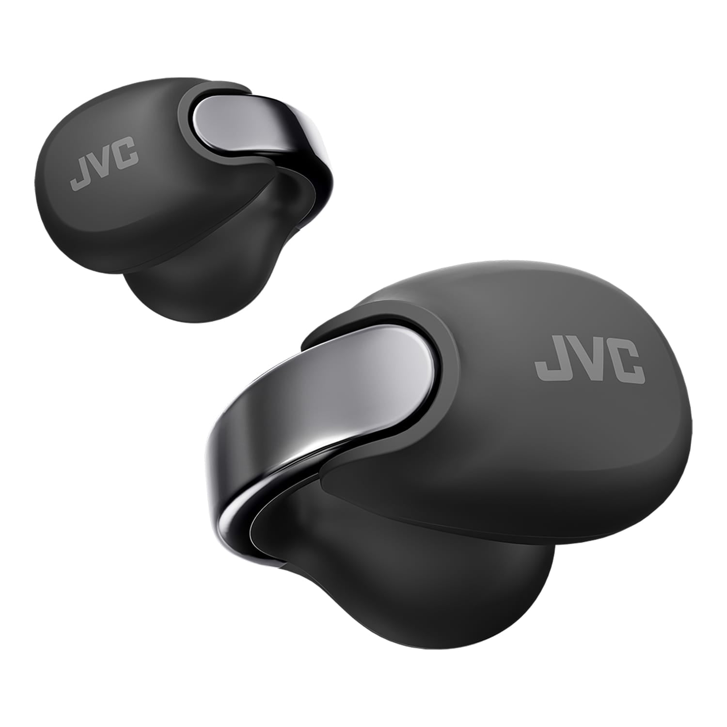 JVC Nearphones TWS Bluetooth Open-Ear Earcuff Earbuds with Mic and Charging Case, up to 24 Hours Play Time, IPX4 Waterproof, HA-NP1T, Black