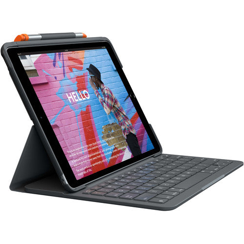 Logitech K920-009473X Slim Folio Keyboard Case for Apple iPad 7th and 8th Generation Graphite - Seller Refurbished