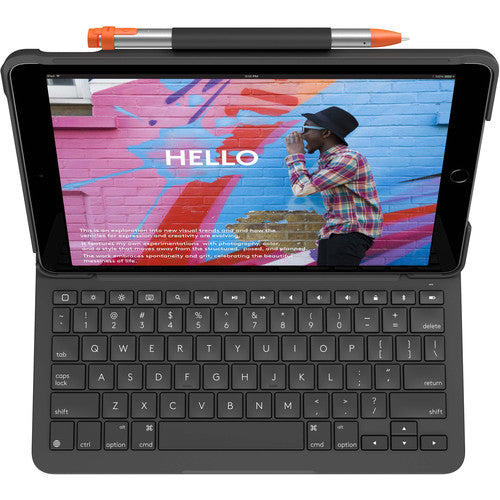 Logitech K920-009473X Slim Folio Keyboard Case for Apple iPad 7th and 8th Generation Graphite - Seller Refurbished