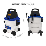 Koblenz 6-Gal. Portable Wet/Dry Vacuum with Blower, Stainless Steel and Blue, WD-6 L212 SS