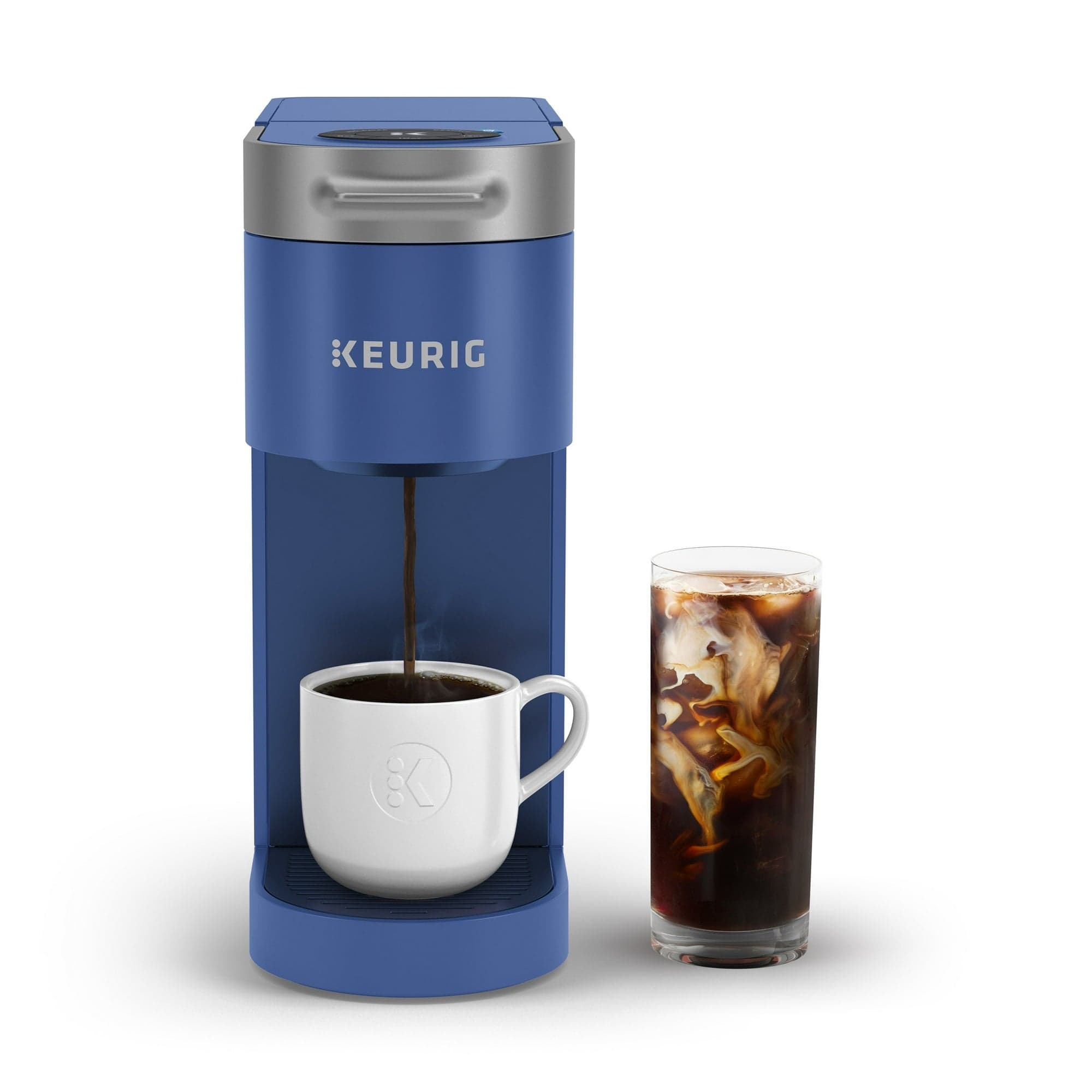 Keurig K-Slim + ICED Single Serve Coffee Maker, Hot & Cold Brewing, 3 Brew Sizes, 46oz Removable Reservoir, Blue - Open Box