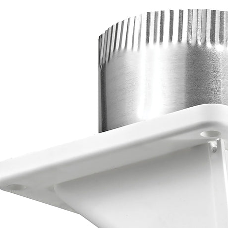 Lambro 4-In. White Plastic Under Eave Vent with Weather Damper and Tail Pipe