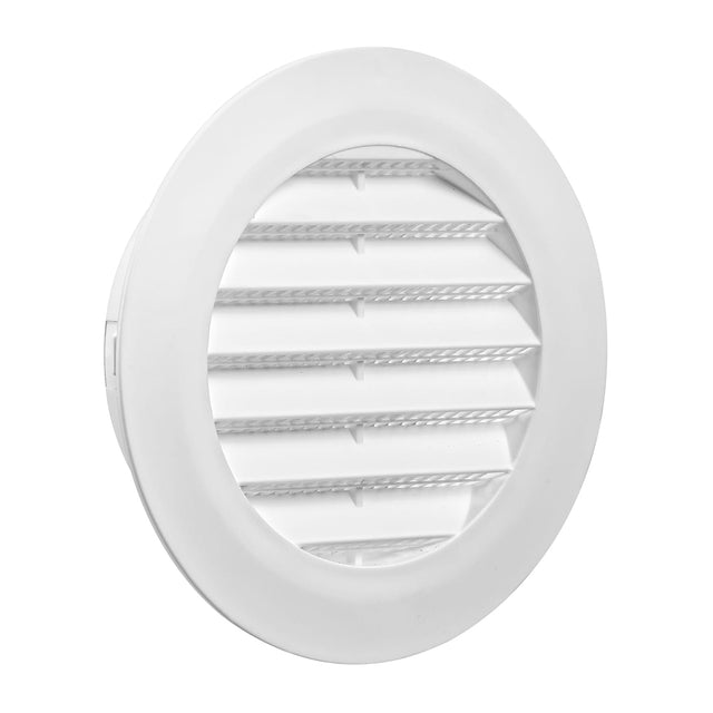 Lambro Plastic Flush-Mount Round Vent with Friction-Fit Collar, White, 4 In.