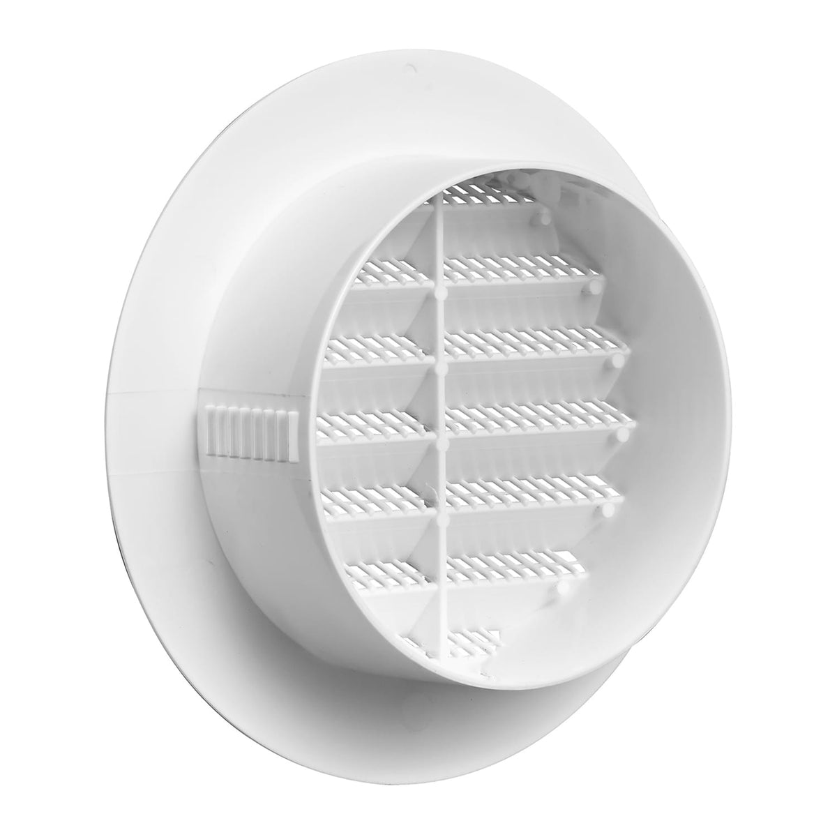 Lambro Plastic Flush-Mount Round Vent with Friction-Fit Collar, White, 4 In.