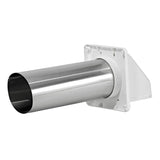 Lambro 4-In. Plastic Wall Exhaust Hood Dryer Vent with Damper, Removable Screen, and 11-In. Pipe, No Interior Trim Plate, White, 224W-B