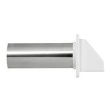Lambro 4-In. Plastic Wall Exhaust Hood Dryer Vent with Damper, Removable Screen, and 11-In. Pipe, No Interior Trim Plate, White, 224W-B