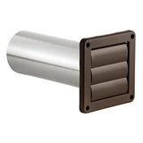 Lambro 4-In. Plastic Wall Exhaust Louvered Dryer Vent with 11-In. Pipe, No Interior Trim Plate, Brown