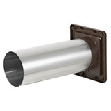 Lambro 4-In. Plastic Wall Exhaust Louvered Dryer Vent with 11-In. Pipe, No Interior Trim Plate, Brown