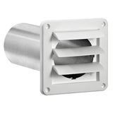 Lambro 4-In. Plastic Wall Exhaust Louvered Dryer Vent with 11-In. Pipe, No Interior Trim Plate, White