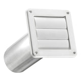 Lambro 4-In. Plastic Wall Exhaust Louvered Dryer Vent with 11-In. Pipe, No Interior Trim Plate, White