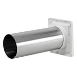 Lambro 4-In. Plastic Wall Exhaust Louvered Dryer Vent with 11-In. Pipe, No Interior Trim Plate, White