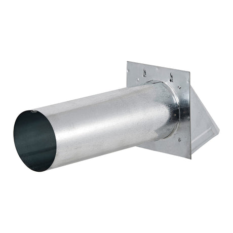 Lambro 4-In. 26-Gauge Galvanized Steel Wall Exhaust Hood Bath Fan Vent with Damper, Wire-Mesh Screen, and 11-In. Pipe, 34400G