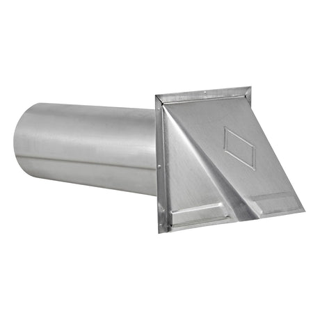 Lambro 4-In. 26-Gauge Galvanized Steel Fresh Air Intake Vent with Wire-Mesh Screen and 11-In. Pipe, No Damper, 34400GNDMS