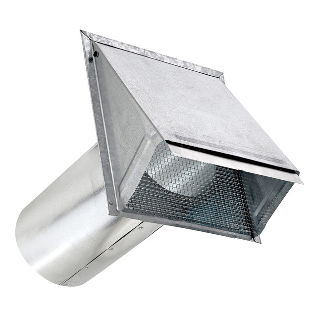 Lambro 6-In. 26-Gauge Galvanized Steel Wall Exhaust Hood Bath Fan Vent with Damper, Wire Mesh Screen, and 11-In. Pipe, 3460GMS-11