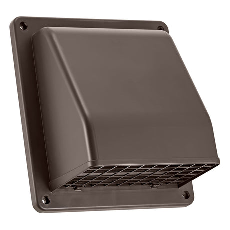 Lambro 6-In. Plastic Wall Exhaust or Air Intake Vent with Hinged Screen, Removable Damper, and 1.25-In. Collar, 3510, Brown