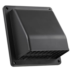 Lambro 6-In. Plastic Wall Exhaust or Air Intake Vent with Hinged Screen, Removable Damper, and 1.25-In. Collar, 3510, Black