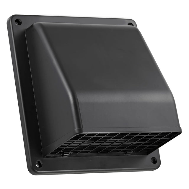 Lambro 6-In. Plastic Wall Exhaust or Air Intake Vent with Hinged Screen, Removable Damper, and 1.25-In. Collar, 3510, Black
