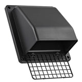 Lambro 6-In. Plastic Wall Exhaust or Air Intake Vent with Hinged Screen, Removable Damper, and 1.25-In. Collar, 3510, Black