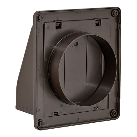 Lambro 6-In. Plastic Wall Exhaust or Air Intake Vent with Hinged Screen, Removable Damper, and 1.25-In. Collar, 3510, Brown