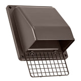 Lambro 6-In. Plastic Wall Exhaust or Air Intake Vent with Hinged Screen, Removable Damper, and 1.25-In. Collar, 3510, Brown